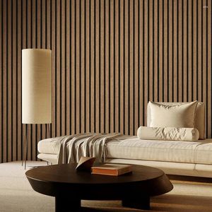 Wallpapers Vintage Faux Wood Panel 3D Wallpaper Pvc Waterproof Stripe Wall Paper Roll For Living Room Shop Clothing Store Walls Decor