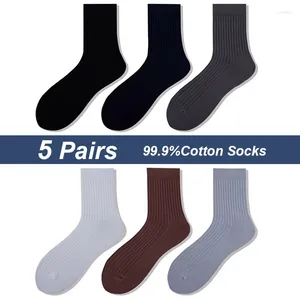 Männer Socken Marke 5 Paar Hohe Qualität 99,9% Baumwolle Schwarz Business Männer Weiche Atmungsaktive Herbst Winter Für Männer