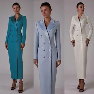 Basic Casual Dresses Spring Summer Double Breasted Women Long Jacket Suits Candy Color Ladies Prom Evening Guest Formal Wear Custom Made Dress Blazer 231017