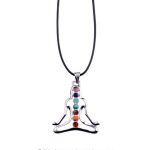 7 Chakra Reiki Stones Healing Crystal Neckor Pendants Health Amulet 3D Symbols Stone Charms Pendant Yoga Necklace Collier224d