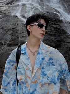 Męskie koszule drukowane mężczyźni Summer Cool Vitality moda przystojna codzienna streetwear chiński styl wypoczynkowy zaawansowany trening Lapel Ins 2023