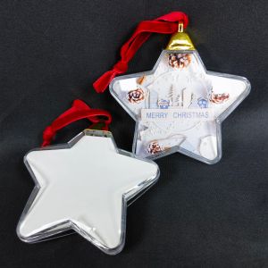 تسامي الشفافة زخرفة كرة عيد الميلاد مزدوجة القلادة تسامي المطبوعة DIY ديكورات شجرة عيد الميلاد DHL السفينة