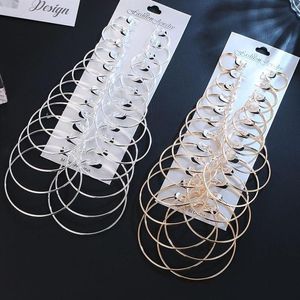 12 Pairs set Gold Hoop Earrings Set Big Circle Earring Fashion Jewelry Earings for Women Girls Steampunk Ear Clip Korean Earring259R