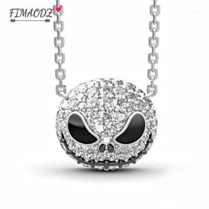 FIMAODZ Fashion Jack Skull Necklace Nightmare Before Christmas Punk Crystal Chain Gothic Halsband Delicate Halloween Gift1286h