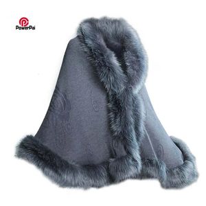 Sjalar mode elegant imiterade päls cape coat kvinnor vinter stickad kappa sjal sexig faux päls poncho wraps pashmina 12 färger 231012