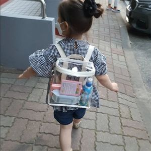 Backpacks Korean Style Mini Backpack Purse PVC School Book Bags Kids Clear Baby Beach sand Toys For Children Organizer Bag 231017