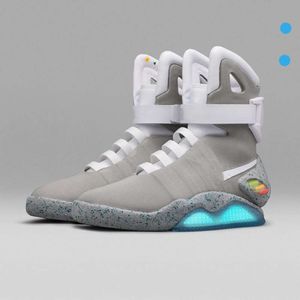 HEISSER limitierter Verkauf automatische Schnürsenkel Schuhe Air Mag Sneakers Marty Mcfly's Led Back To The Future Glow In The Dark Grey Mcflys Man Sports Größe 39-48