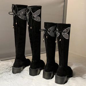 Sock Butterfly Chic Crystal 485 Botas Mulheres 2024 Capinhas de salto alto Botas modernas BOTAS MONIM