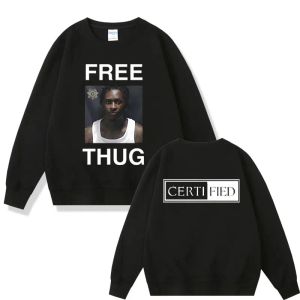 Rapper FREE THUG Young Thug Print Sweatshirt Men's Oversized Pullover Sportswear Men Women Fashion Casual Crewneck Sweatshirts