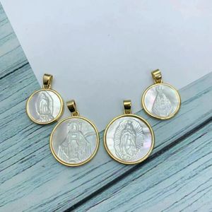 Ожерелья с подвесками из натуральной перламутровой ракушки, медаль с портретом Девы Марии Гваделупской, подвески, подвески для изготовления ювелирных изделий, ожерелье «сделай сам»