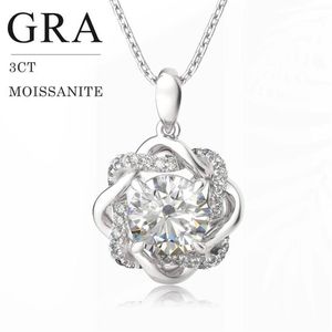 Lockets stjärna av David 3CT Real Moissanite Necklace Pendant for Women Diamond Silver 925 Wedding Jewets Gifts Female Certificate252d