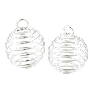 Silver Plated Spiral Bead Cages Charms Pendants Findings 9x13mm Jewelry making DIY207Q