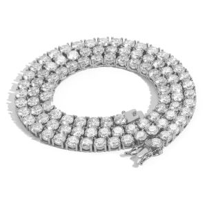 Kvinnliga halsband Guldtenniskedja 3-5mm 5A CZ Diamond Moissanite Iced Out Chain Halsband Hip Hop-smycken för män