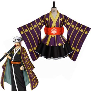 Wano Country Law Kimono Cosplay Costume Anime One Piece Trafalgar D Water Law Cosplay Kimono kjolar passar Women Halloween Costume