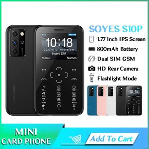 Original Soyes S10p Mini-korttelefon 2G GSM 800mAh 1,77 '' MTK6261M Mobiltelefon Ultratunn Fashion Children Small Card Phone