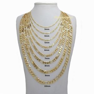 14k Italian Figaro Link Chain Necklace 4mm to 6 8 10mm Gold GF 24 3066