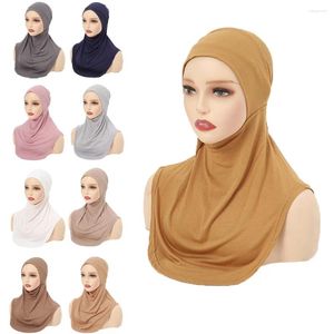 Ethnic Clothing Plain Women Muslim Hijab With Chin Part Top Quality Extra Size Cotton Amira Pull On Islamic Scarf Sell Headscarf Prayer Hat