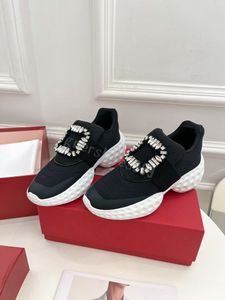 Rv strass fivela quadrada pai sapatos sola grossa esportes sapatos casuais bordados elevados único sapatos malha rendas pvc tamanhos 34-40