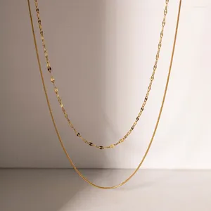 Цепочки Minar, оптовая продажа, 18-каратное золото с PVD-покрытием из нержавеющей стали, двухслойное ожерелье с полыми звеньями в виде елочки для женщин и мужчин, унисекс