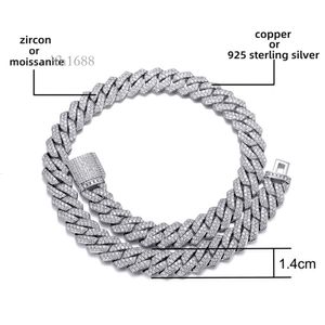 Anpassad S Sier Cuban Chain 15mm Baguette Moissanite Diamond Hip Hop Cuban Link Necklace Armband