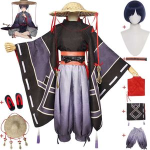 코스프레 애니메이션 게임 Genshin Impact Wanderer Customize kunikuzushi Balladeer Cosplay Costume 5 Kasen Wig Hat Shoes Suit