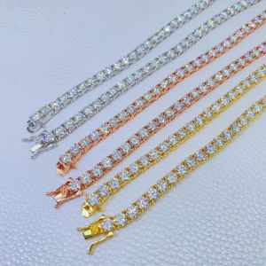 Kvinnliga halsband Guldtenniskedja 3-5mm 5A CZ Diamond Moissanite Iced Out Chain Halsband Hip Hop-smycken för män