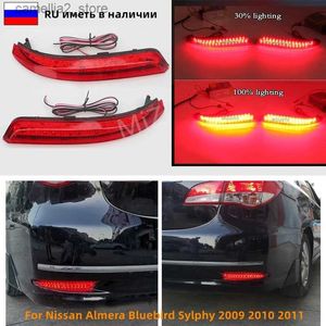 Luzes traseiras do carro LED Luz refletora do pára-choque traseiro do carro para Nissan Almera Bluebird Sylphy 2009 2010 2011 Sinal de freio Backup Stop Tail Fog Lamp Q231017