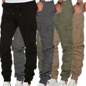 Calças de trabalho dos homens joggers cintura elástica calças chino estilo casual carga joggers calças bottoms uk285m