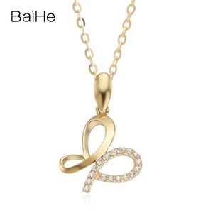 Pendant Necklaces BAIHE Solid 14K Yellow Gold 009ct HSI Natural Diamond Butterfly Pendent Necklace Women Trendy Fine Jewelry Making 231110