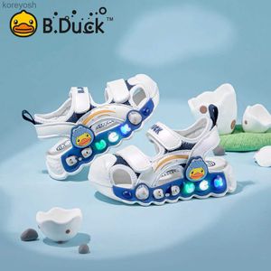 Atlético ao ar livre B.Duck LED Light Sandálias casuais meninas tênis princesa sapatos ao ar livre crianças brilho luminoso bebê crianças sandálias para meninas meninos l231017