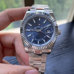 Relógio masculino Sky com mostrador azul 40mm rotação interna automática mecânica pulseira de aço inoxidável 904L relógio de designer de alta qualidade Dhgate Relógios de pulso