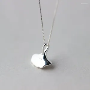 Pendants Wholesale Real. 925 Sterling Silver Jewelry Gingko Ginkgo Leaf Pendant Necklace Box Chain Friendship Gift C-D0617