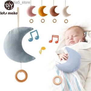 Mobiles# Let's Make Baby Rattle Toy 0-12 Months Mobile Crib Bed Bell Toy Windup Movement Cotton Moon Music Box Machine Nursery Decoration Q231017