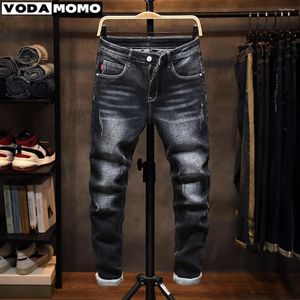 Jeans masculinos 2023 primavera outono clássico moda cor sólida elástico casual conforto calças de alta qualidade calças masculinas