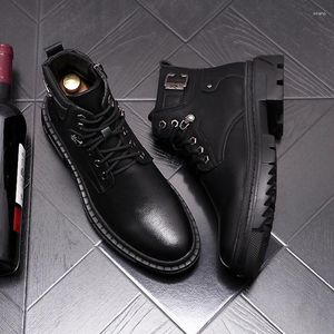 465 Punk Fashion Men Nightclub Boots Ware Cow Leather Black Platfor