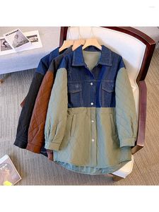 Women's Trench Coats 2023 Spring Autumn Fashion Medium Long Female Clothing Splicing Cowboy Jacket Women All-match Loose Thickened Warm