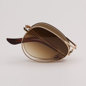 Occhiali da sole pieghevoli pilota vintage con montatura in metallo di alta qualità da donna Designer di marca da uomo che guidano occhiali da sole pieghevoli sfumati 3479 Gafas