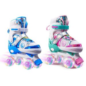 Роликовые коньки для мальчиков и девочек, детская обувь для катания на коньках, регулируемые кроссовки для квадроциклов, 4 колеса, 2 ряда, развлечения на открытом воздухе 231016