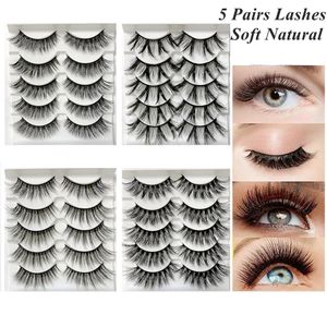 FALSE EYELASHES 5 PAIRS Mink Eye Lashes Faux Cils 3D Fake Soft Band Super Natural Lot For Makeup 231017