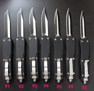 A07 av hög kvalitet A07 stor automatisk taktisk kniv 440C Två-ton Blad Black Zn-Al Alloy Handle EDC Pocket Knives med nylonpåse R8913