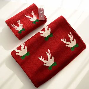 Scarves Wraps Red cute lovely winter child scarf boys and girls knit deer thick warm narrow small high quality scarves christmas gifts for kid 231017