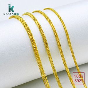 Pendant Necklaces KASANIER Real 925 Sterling Silver Woman Twisted Necklace For Girl Bohemia Fashion Sweater Gold Color Chain Accessory 231017