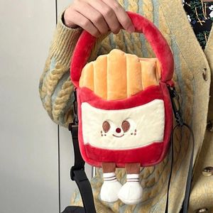 Axelväskor flickor kreativa messenger väska justerbar rem hamburger crossbody tecknad plysch för shopping utflykt hobo