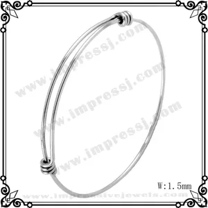 Pulseira ijb0214 300pcs/lote por atacado tamanho adulto 45mm-60mm pulseiras de arame simples extensíveis ajustáveis para charme