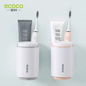 Держатели для зубных щеток ECOCO Набор держателей для зубных щеток с 2 чашками Ванная комната Зубная паста Стеллаж для хранения жидкости для полоскания рта Настенный органайзер для ванной комнаты Экономия места 231013