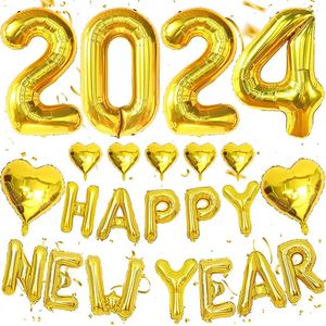Other Event Party Supplies 2024 HAPPY YEAR Balloons Large Size Letter Number Aluminum Foil Balloon for Home Christmas Decoration Globos 231017