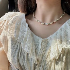 Choker Natural Stone Necklace Colorful Designer Versatile Bohemian Freshwater Pearl Beads Niche X1573