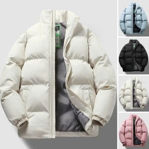 Mens Down Parkas Unisex Winter Cotton Coat Thick Padded Stand Collar Neck Protection Jacket Zipper Closure Long Sleeve Couple Outdoor 231016