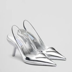 Slingback مدببة إصبع القدم الخنجر الكعب اللباس المصارع الصندل المضخات البقر بحراين الحفلات المسائية مصمم أحذية مسائية عالية الكعب 35-40 مع صندوق