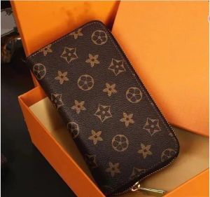 Moda Homens Mulheres Embreagem Senhoras Carteira Longa Couro Genuíno Único Zíper Carteiras Clássica Louiseitys Corn Purse Titular do Cartão Viutonitys V60017 Bolsas LVity Box